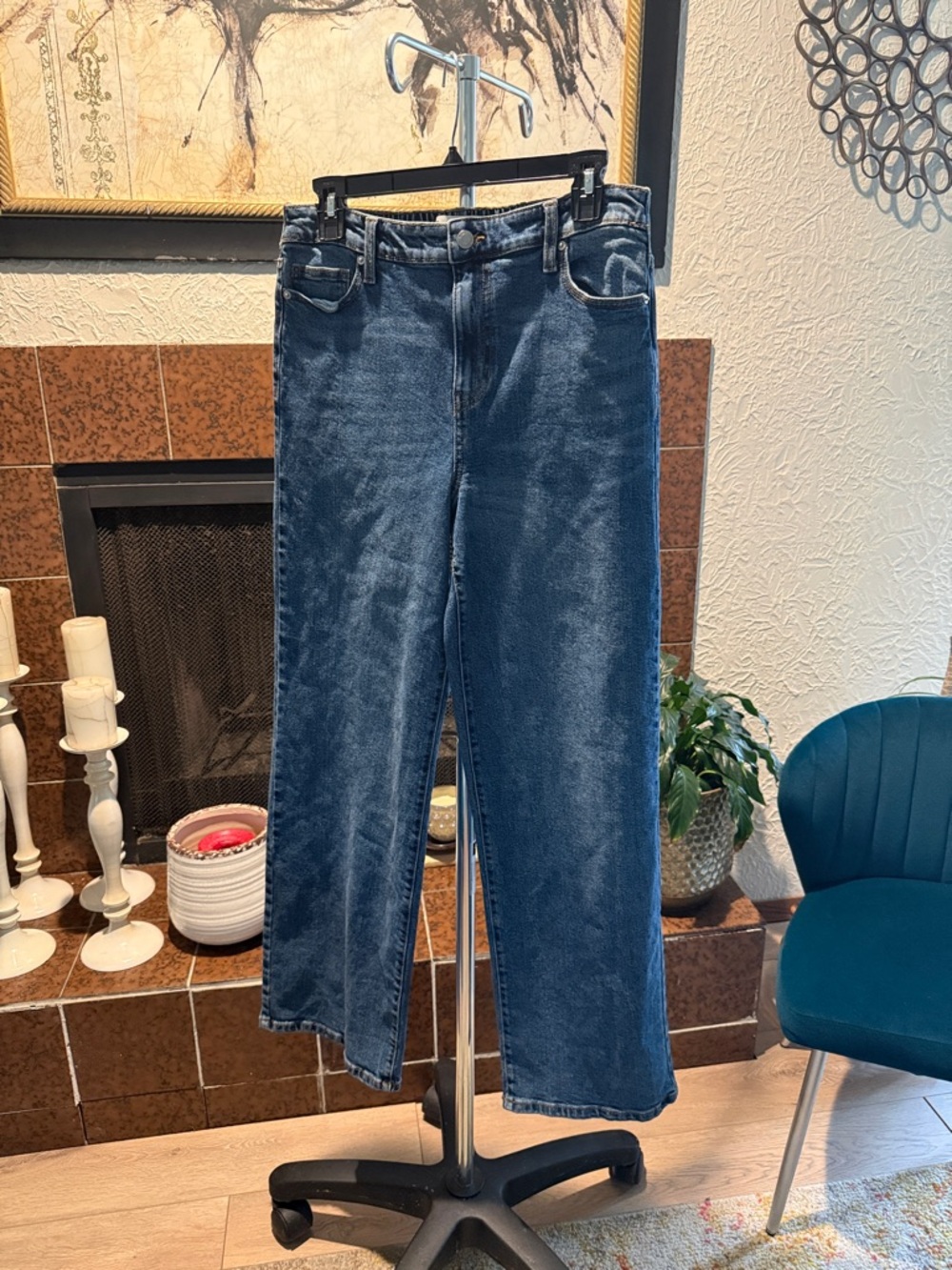 No Boundaries Wide-Leg High-Rise Jeans in Dark Blue